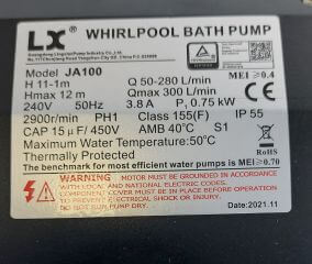 lx whirlpool pumpe 750 w